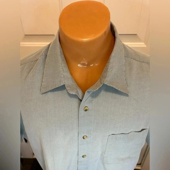 ANDREW FEZZA NY MEN'S SHORT SLEEVE GREEN BUTTON DOWN RAYON MICRO TOUCH SHIRT 2XL - Picture 2 of 11